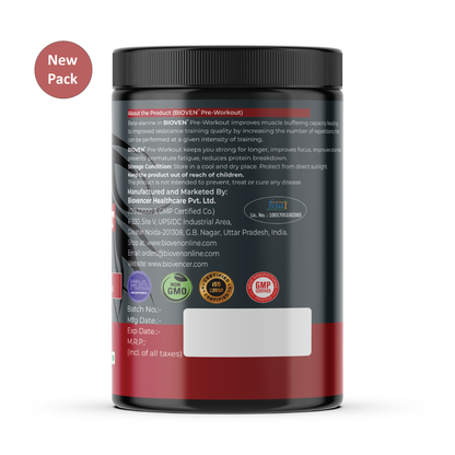 Bioven Pre-Workout | Intense Boosts Before Workout | Pineapple Flavour | 300gm Jar