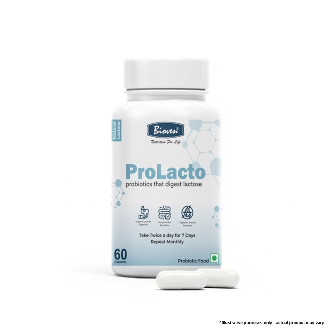 Bioven ProLacto Probiotic Capsules – 12.5 Billion CFU Lactobacillus Acidophilus | Supports Lactose Digestion & Gut Balance | Digestive Comfort Supplement for Adults | 60 Capsules