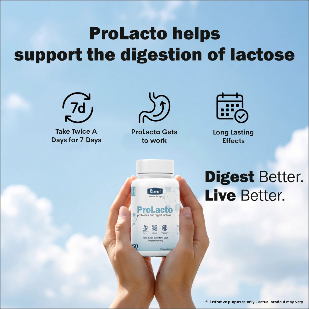 Bioven ProLacto Probiotic Capsules – 12.5 Billion CFU Lactobacillus Acidophilus | Supports Lactose Digestion & Gut Balance | Digestive Comfort Supplement for Adults | 60 Capsules