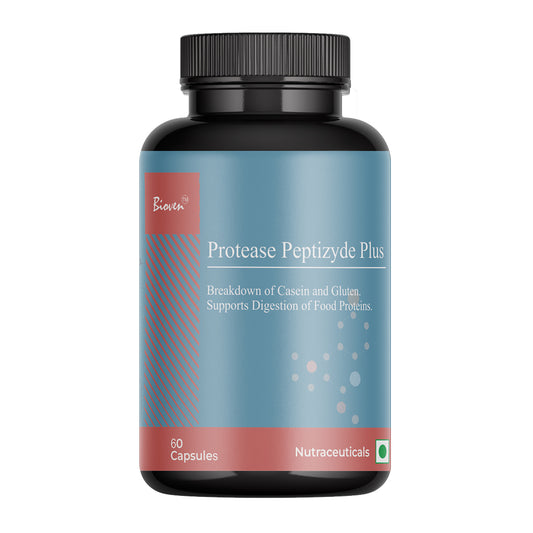 Biovencer Protease Peptizyde Plus 60 Veg Capsules | Digestive Enzyme Supplement for Protein Digestion, Gut Health, Bloating Relief & Nutrient Absorption