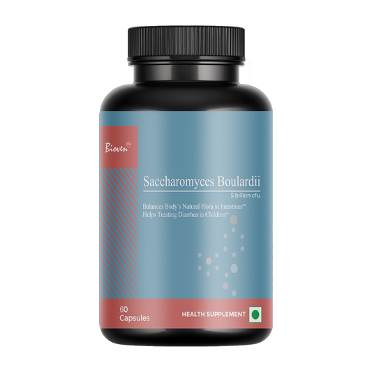 Bioven Saccharomyces Boulardii Probiotic Supplement - 60 Veg Capsules - Supports Digestive & Gut Health - Dairy-Free, Gluten-Free - Shelf-Stable - Premium Quality