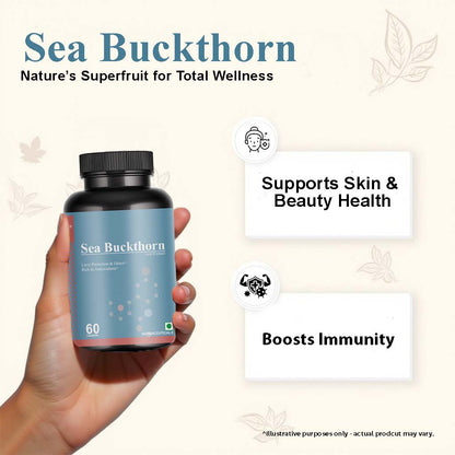 Biovencer Sea Buckthorn 60 Veg Capsules | Omega Fatty Acids, Antioxidant Support, Skin Health, Immunity & Heart Wellness | Natural Herbal Supplement for Men & Women