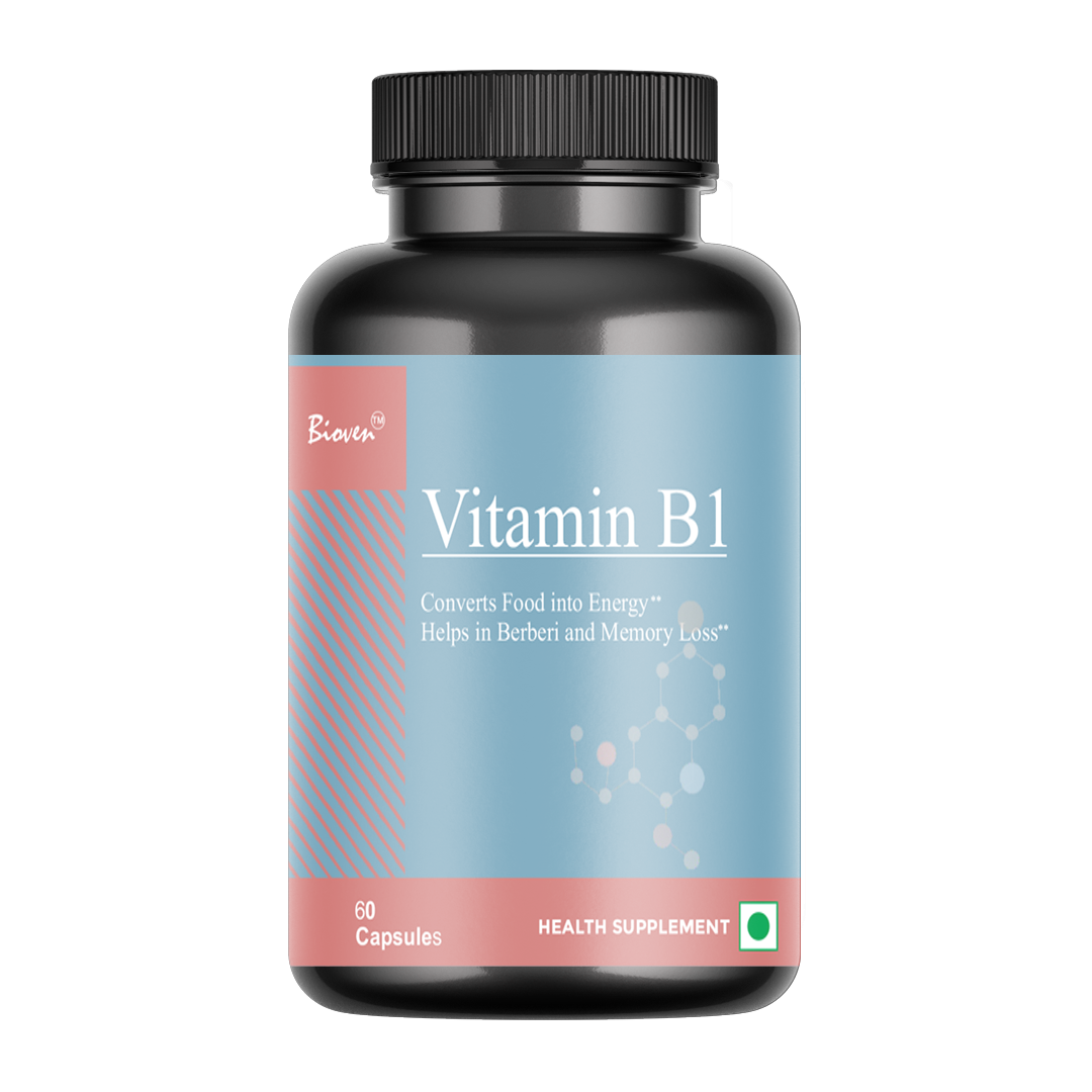 Bioven Vitamin B1 60 Veg Capsules | Thiamine Supplement for Energy Production, Nerve Function & Brain Health
