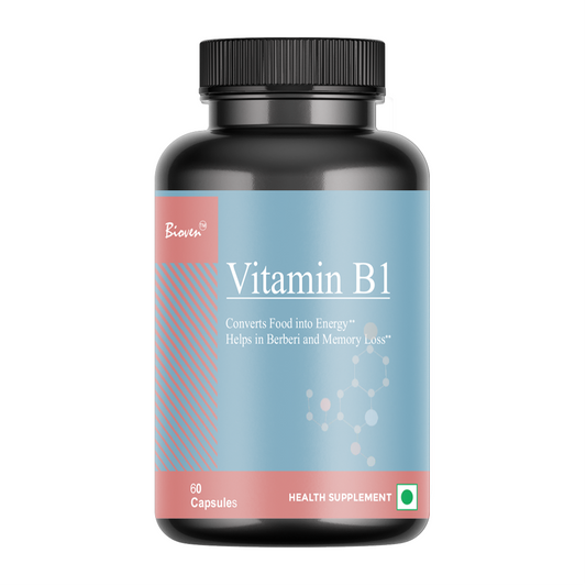 Bioven Vitamin B1 60 Veg Capsules | Thiamine Supplement for Energy Production, Nerve Function & Brain Health
