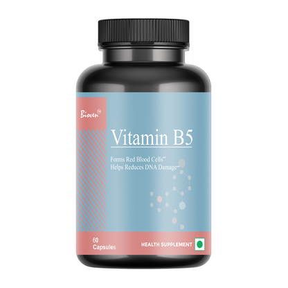 Bioven Vitamin B5 (Pantothenic Acid) 60 Veg Capsules – Supports Energy Metabolism, Skin Health & Stress Response
