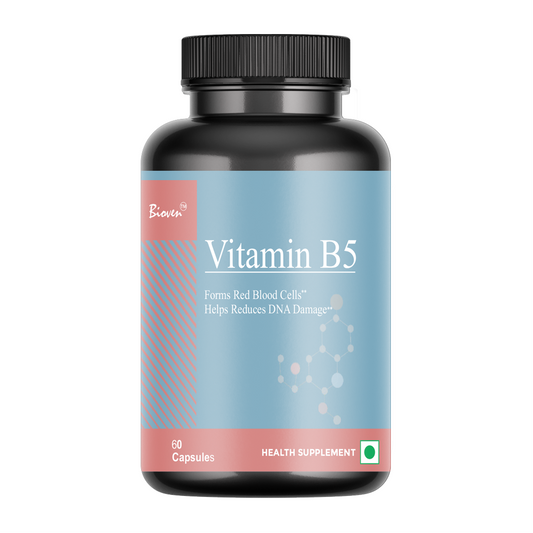Bioven Vitamin B5 (Pantothenic Acid) 60 Veg Capsules – Supports Energy Metabolism, Skin Health & Stress Response
