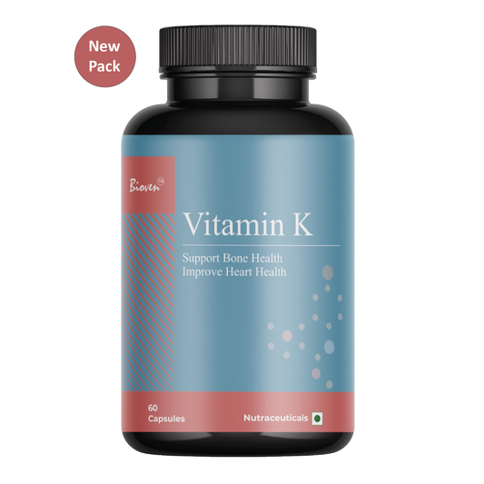 Bioven Vitamin -K 55 MCG Helping the Blood Clot | Support Bone Health | Improve Heart Health | Pack of 60 Capsule