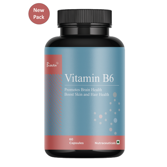 Bioven Vitamin B6-2000 | Promotes Brain Health | Boost Skin and Hair Health | Boosts Immune System | Pack of 60 Capsule
