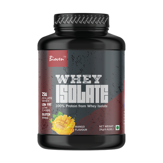 Bioven Whey Isolate Protein | Supplementation for Gym And Athletic Performance | Mango Flavor | 64 Servings | 4.4lb Jar
