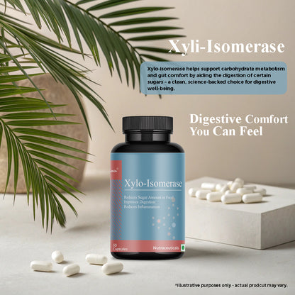 Biovencer Xylo-Isomerase 60 Veg Capsules | Enzyme Supplement for Fructose Malabsorption, Digestive Support, Gas & Bloating Relief | Gut Health & Carbohydrate Digestion Support for Men & Women