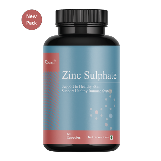 Bioven Zinc Sulphate | Support to Healthy Skin | Support Healthy Immune System | Improves Memory | Pack of 60 Veg Capsule