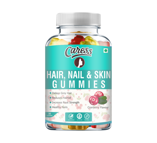 Caress Biotin Hair Gummies – Reduces Hair fall| Stronger Nail| | Contain Vitamins with Biotin| Cranberry Flavour - 30 Gummies (Pack of 1)