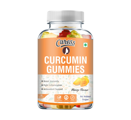 Caress Curcumin Gummies– Natural Antioxidant| Anti-inflammation |Boost Immunity| Contain Curcumin Extract with Piperine| Mango Flavour - 30 Gummies (Pack of 1)