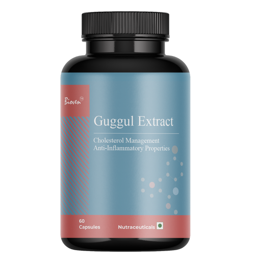 Bioven Guggul Extract - 500mg | Cholesterol Management | Reduces Acne | Pack of 60 Veg Capsule