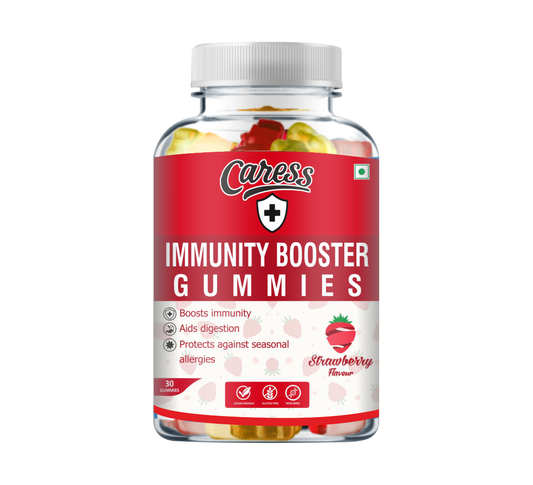 Caress Immunity Booster Gummies– For the whole family| for Immune Support| Contain Elderberry, Blueberry with Vitamins E, C & Zinc| Strawberry Flavour - 30 Gummies (Pack of 1)
