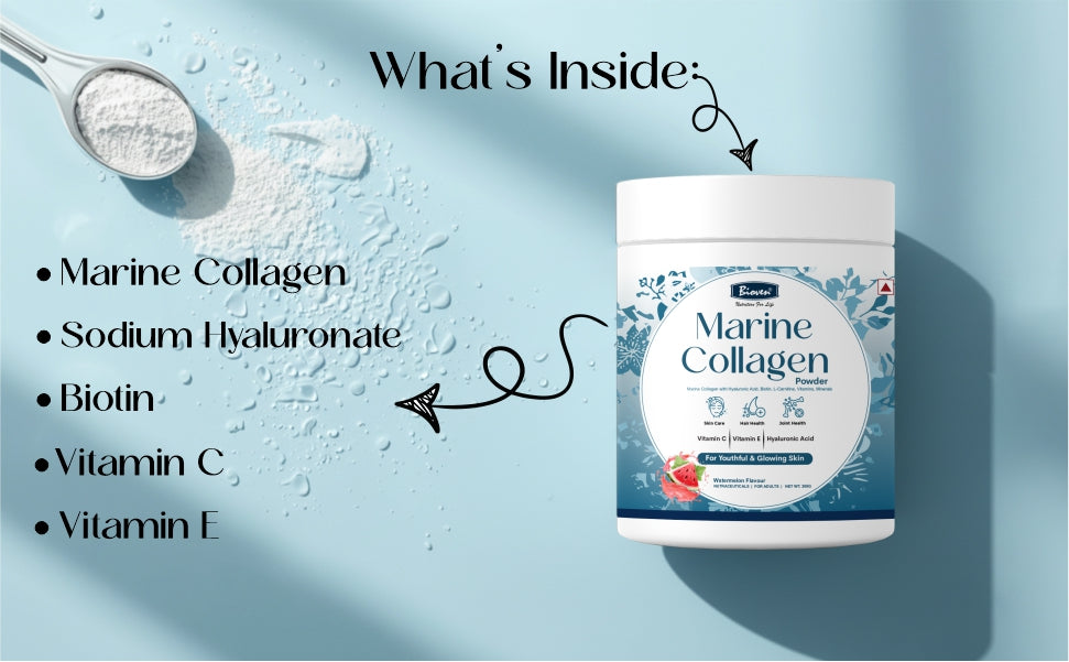 Bioven Marine Collagen Powder 200g | Hydrolyzed Marine Collagen for Skin Glow, Hair, Nails & Joint Support