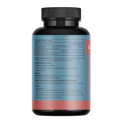 Biovencer Xylo-Isomerase 60 Veg Capsules | Enzyme Supplement for Fructose Malabsorption, Digestive Support, Gas & Bloating Relief | Gut Health & Carbohydrate Digestion Support for Men & Women