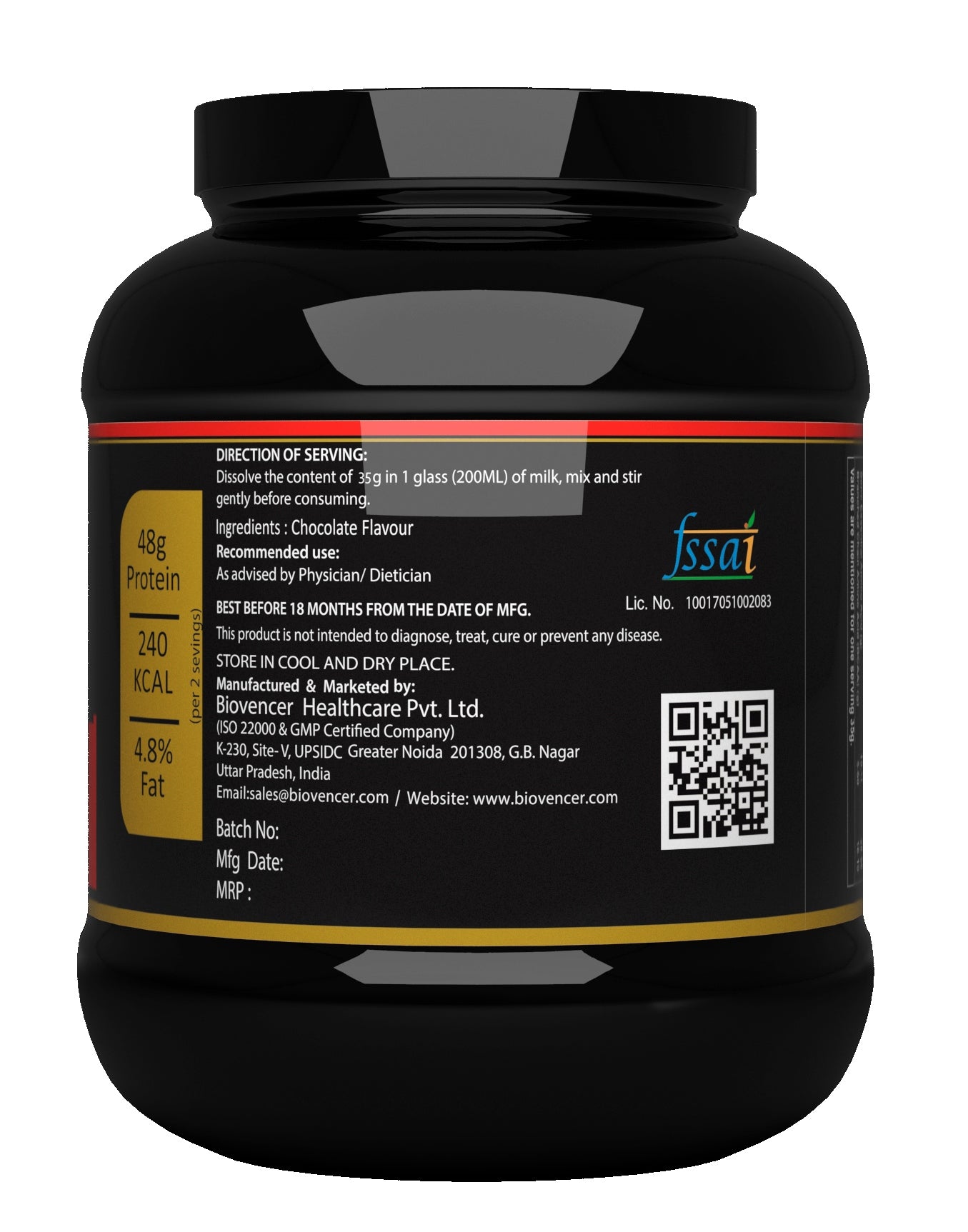 Bioven Casein | Milk Protein | Chocolate Flavour | Muscle Gainer | 2.2lbs |