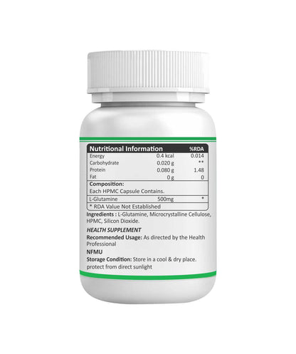 Bioven L-Glutamine 500-mg | Promotes Healthy Muscle Recovery | Supports Liver & Kidney Function | Supports Liver Health | Pak of 60 Veg Capsule