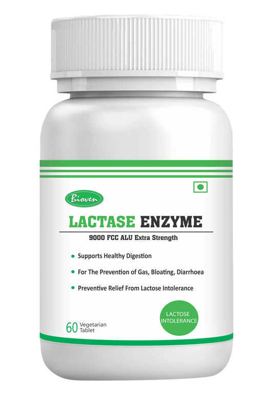 Bioven Lactase Enzyme | Expanded Food Options | Reduce Digestive Discomfort | Increase Calcium Absorption | Pack of 60 Veg Capsule