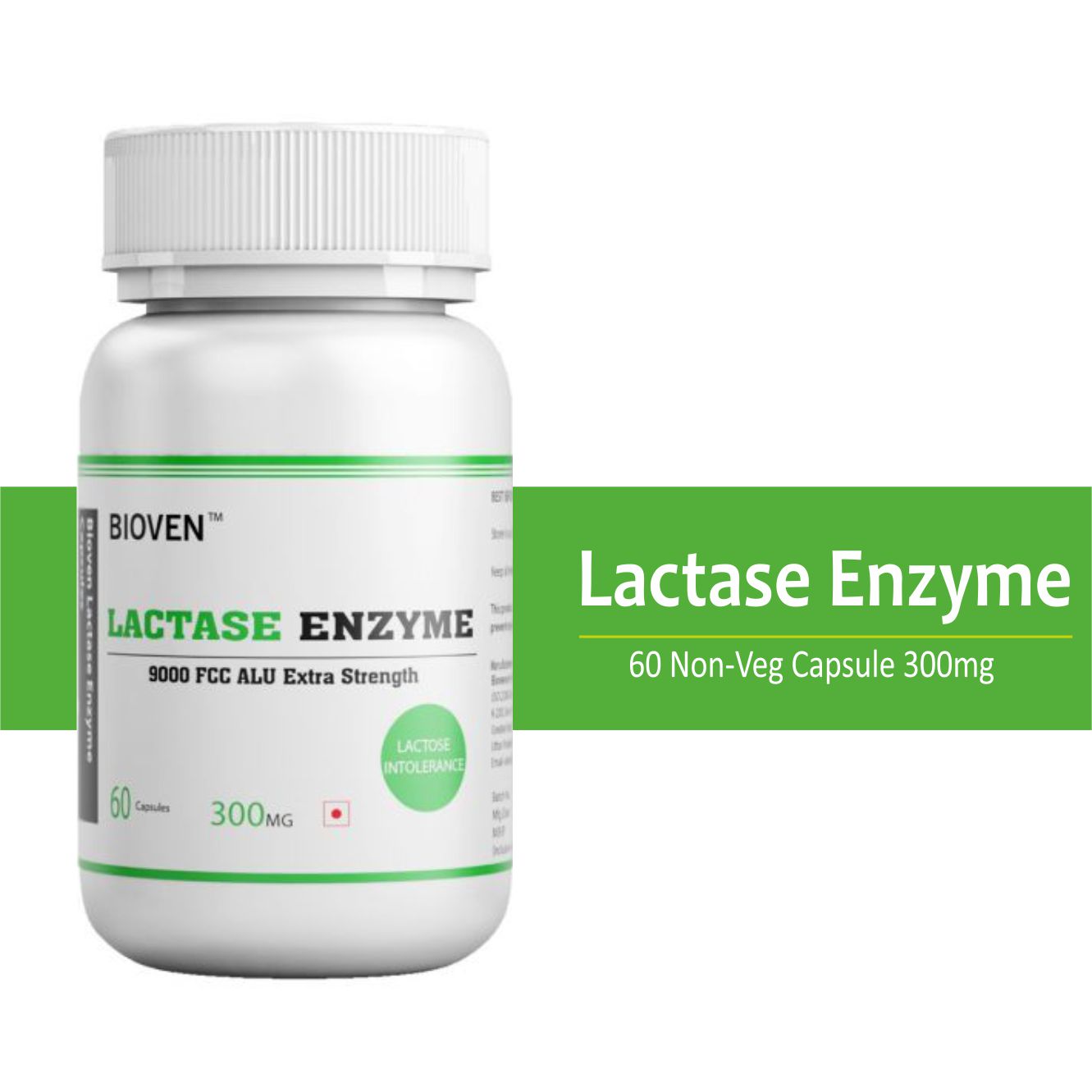 Bioven Lactase Enzyme | Fast Acting Dairy Digestive Supplement| Reduce Digestive Discomfort | Increase Calcium Absorption | Pack of 60 HG Capsule