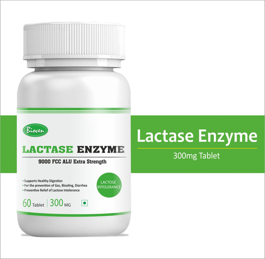 Bioven Lactase Enzyme | Supports Healthy Digestion | Helps Breakdown Lactose | Pack of 60 Tablets