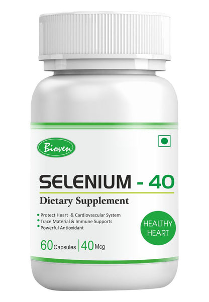 Bioven Selenium-40 | Thyroid Function Support |Healthy Heart Health |Immunity System Enhance | Cognitive Decline | Pack of 60 Capsule